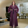 Luxe Silky Abaya – Flare Skirt Elegance with Lace & Hot Drill Details - Image 4