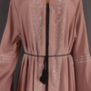 Luxe Silky Abaya – Flare Skirt Elegance with Lace & Hot Drill Details - Image 2