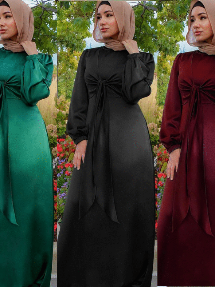 Alternative view of Luxury Abaya Kaftan Online – Rose Satin Elegance for Modern Modest Fashion