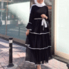 Vibrant turkish Muslim Dress – Flowing Cake Skirt with Elegant Trumpet Sleeves 24 turkish Muslim Dress
