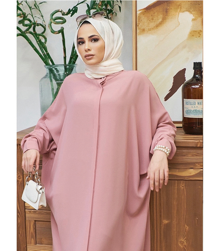 Alternative view of Graceful Long Dress Clothes – Printed Batwing Sleeves with Everyday Ease