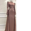 Radiant Muslim Wedding Gown – Beaded Satin Set for Unforgettable Elegance - Image 7