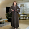 Luxe Silky Abaya – Flare Skirt Elegance with Lace & Hot Drill Details - Image 7