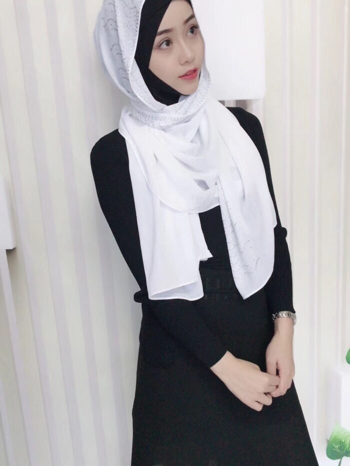 Chiffon Silver Diamond Fashion Muslim Scarf