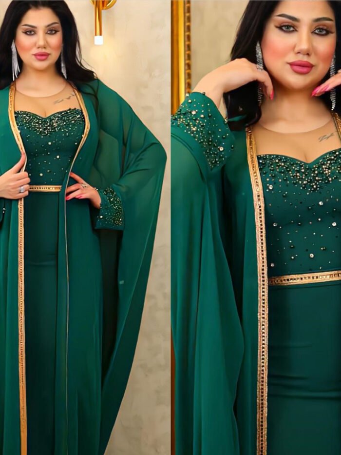 Alternative view of best 2 Piece Set Long Dress Summer Autumn,Traditional African Clothing Fairy Dress, abaya coat style