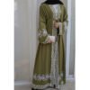 abaya green, Embroidered Cardigan Dress - Image 3