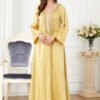 Fashion Dress yellow abaya dress - Image 3