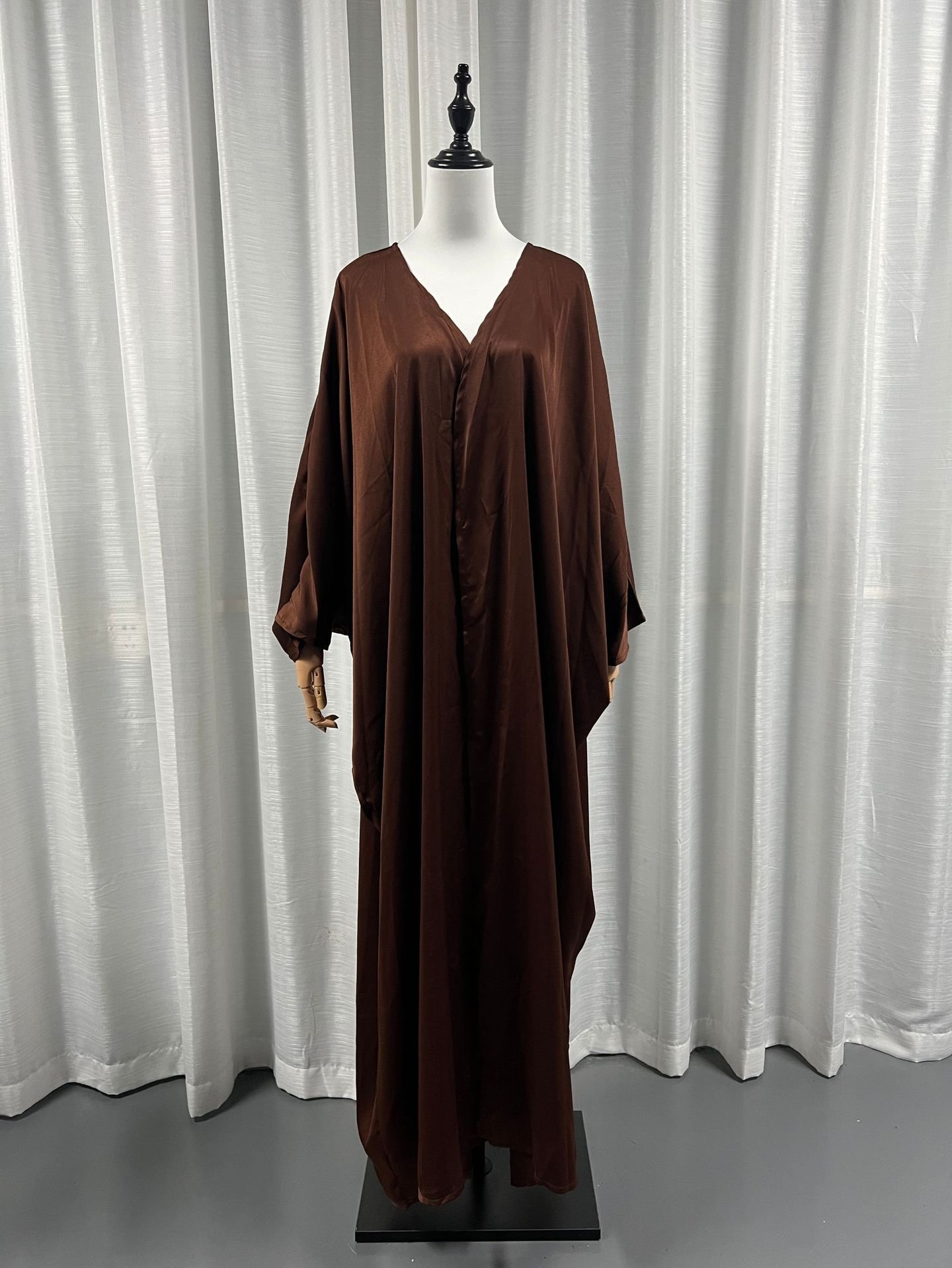 Women's Fashion Satin abaya and kaftan - Free Size , Brown