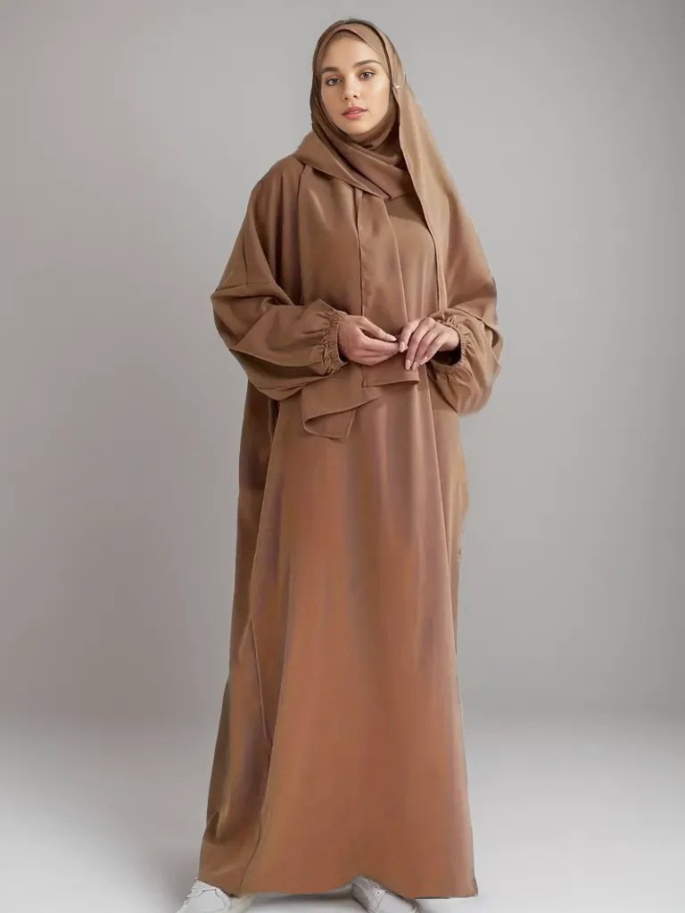 eid abaya, Women's Fashion Solid Color Robe Dress - 1 Yard , Khaki
