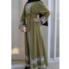 abaya green, Embroidered Cardigan Dress - Image 4