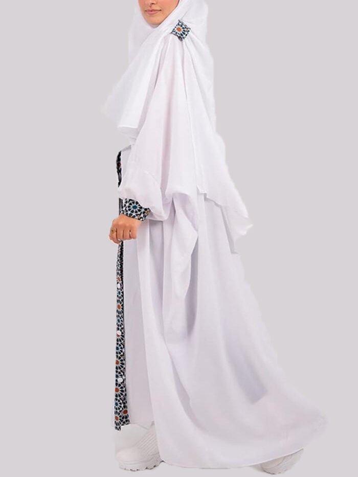 Alternative view of White open abaya, abaya coat style