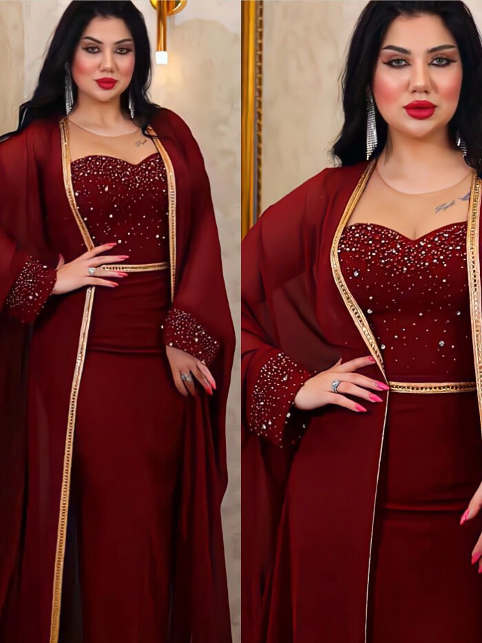 best 2 Piece Set Long Dress Summer Autumn,Traditional African Clothing Fairy Dress, abaya coat style