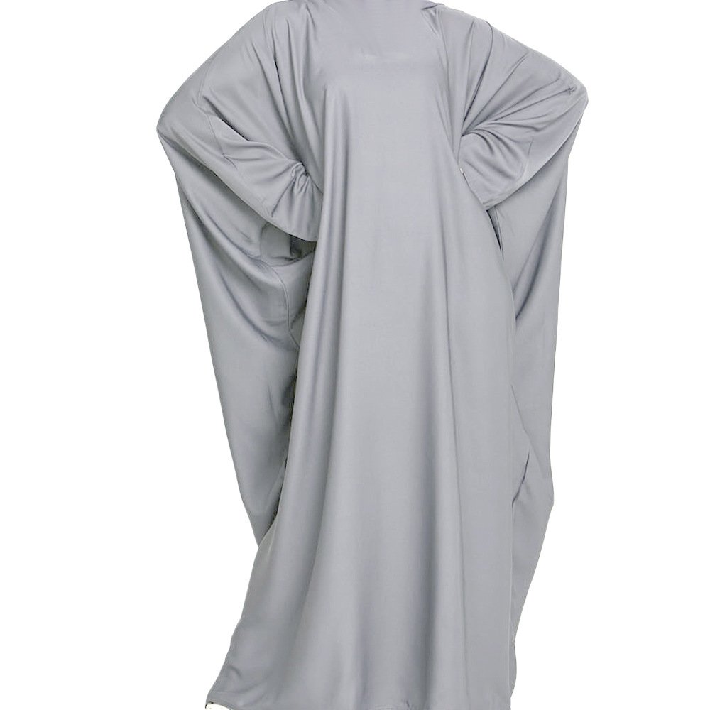 Women's Robe Solid Color Hooded abaya and hijab - Free Size , 5 Gray