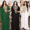 abaya and kaftan, Dress Embroidered Lace Robe 11 abaya and kaftan