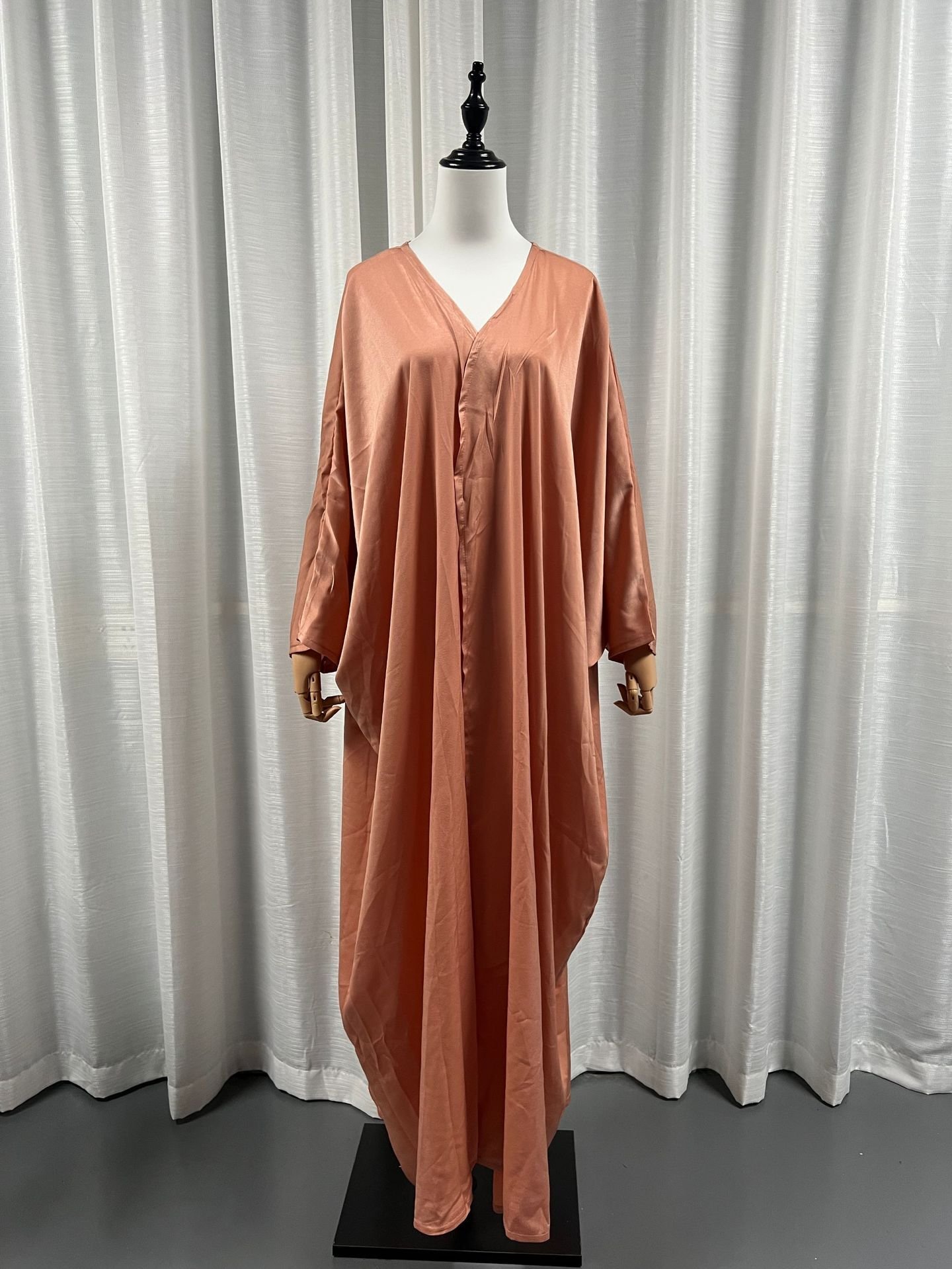 Women's Fashion Satin abaya and kaftan - Free Size , Orange Red