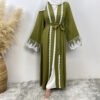 abaya coat style, Fashion Slim-fit Embroidery Robe - Image 4