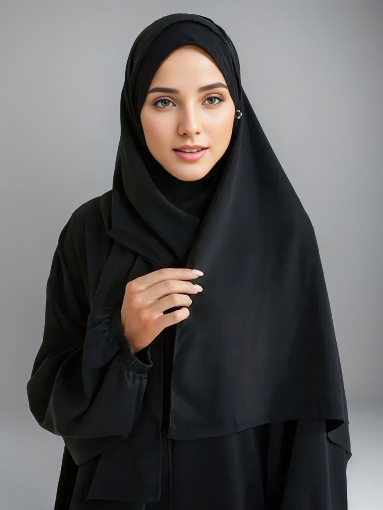 eid abaya, Women's Fashion Solid Color Robe Dress - 1 Yard , Black