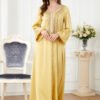 Fashion Dress yellow abaya dress - Image 4