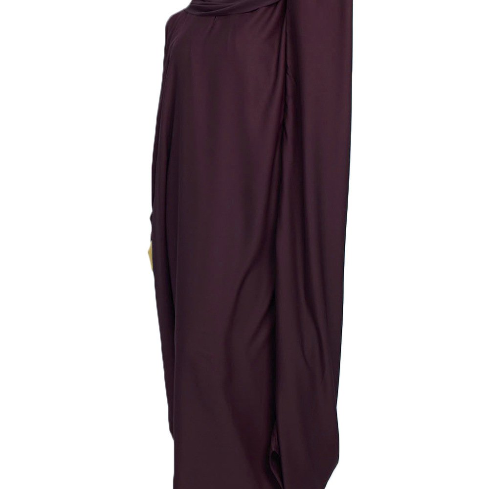 Women's Robe Solid Color Hooded abaya and hijab - Free Size , 12 Purplish Red