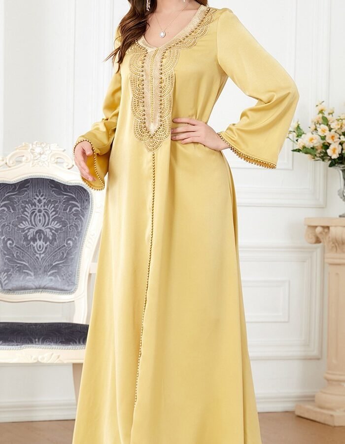 Fashion Dress yellow abaya dress