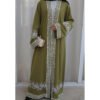 abaya green, Embroidered Cardigan Dress - Image 5