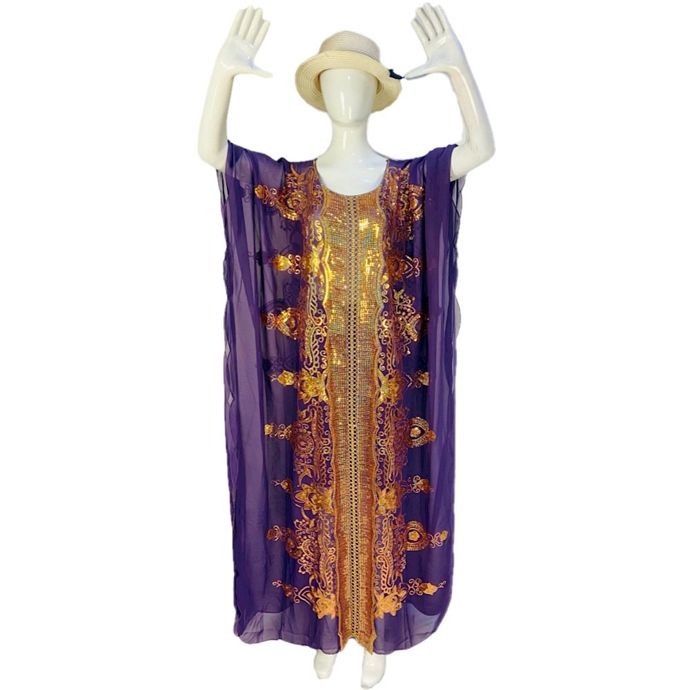 Breathable Cotton Abaya for Summer – Lightweight & Modest in Vibrant Colors - Purple , Free Size