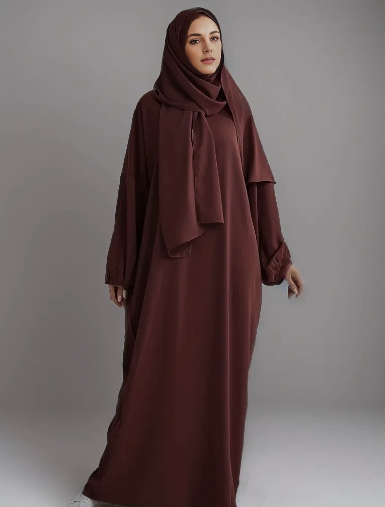 eid abaya, Women's Fashion Solid Color Robe Dress - 1 Yard , Brown