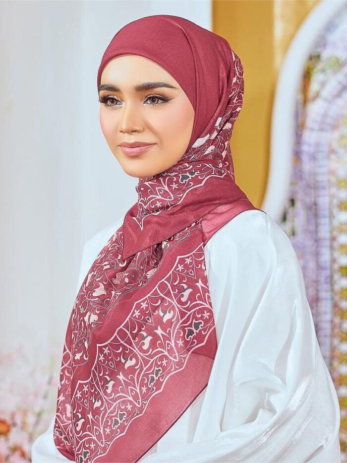 Alternative view of Malay Headscarf Tencel Cotton Square Scarf Pattern Headscarf
