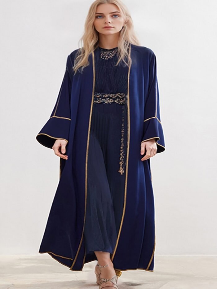 Alternative view of Vibrant Abaaya – Flowing Dark Blue Modesty in One-Size Comfort