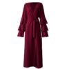 abaya open,  Fashion Bead Flare Sleeve Tie-neck Cardigan - Image 6