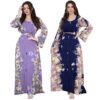 Elegant Islamic Dress – Flowing Ruffle Detail in Purple & Blue - Image 3