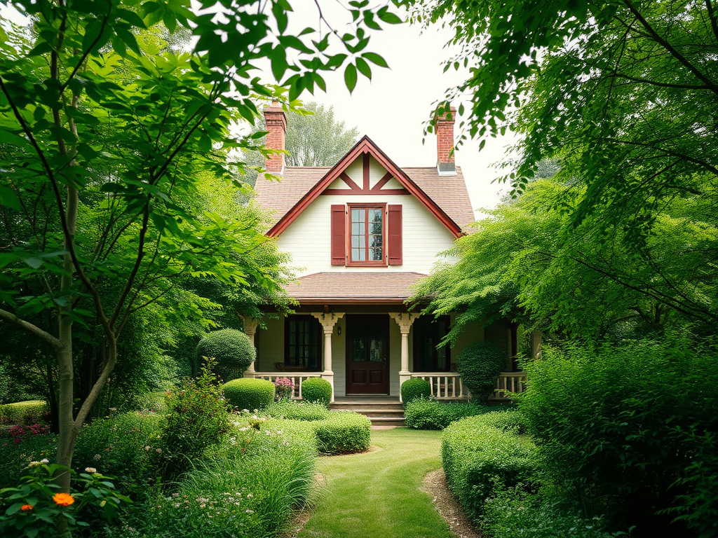 a house with beatiful green garden