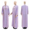ladies clothes shopsWomen's Diamond Ribbon Loose Swing Dress Musilm Robe - Image 5