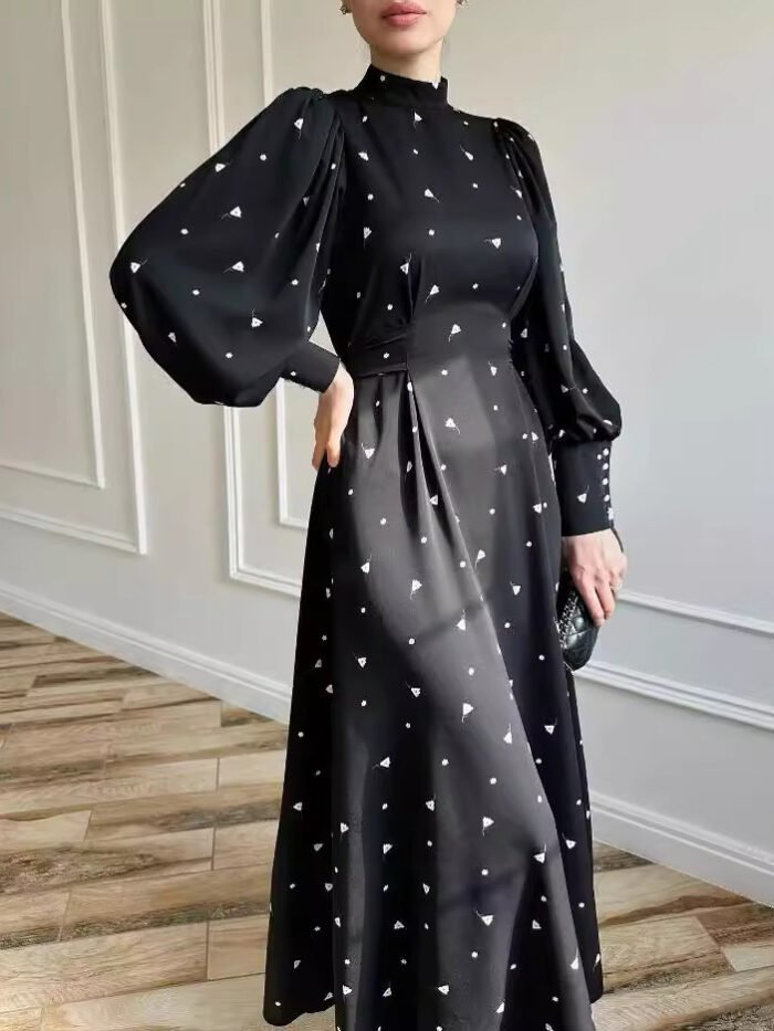 Alternative view of Breezy Dress for Summer – Floral A-Line with Adjustable Waist & Long Sleeves