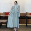Glamorous Abayas Fashion – Light Green Robe with Sequin Elegance - Image 2