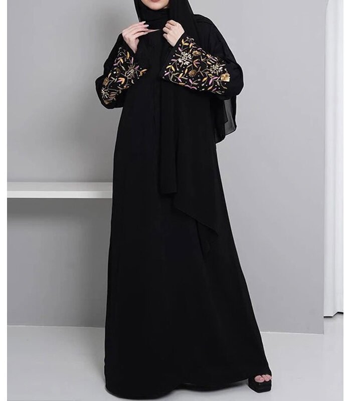 Alternative view of Embroidered abaya Flower Elegant Cardigan Robe