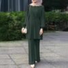 women Trousers Suit, Long Sleeve Belt Elastic Waist Top And Trousers Suit - Image 7