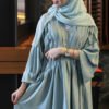 Glamorous Abayas Fashion – Light Green Robe with Sequin Elegance - Image 6
