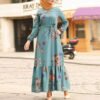 abaya hot fashion, Turkish Muslim Women's Long Sleeve 9 a woman in a dress abaya hot fashion,