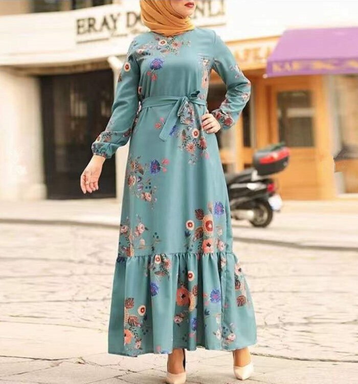 a woman in a dress abaya hot fashion,