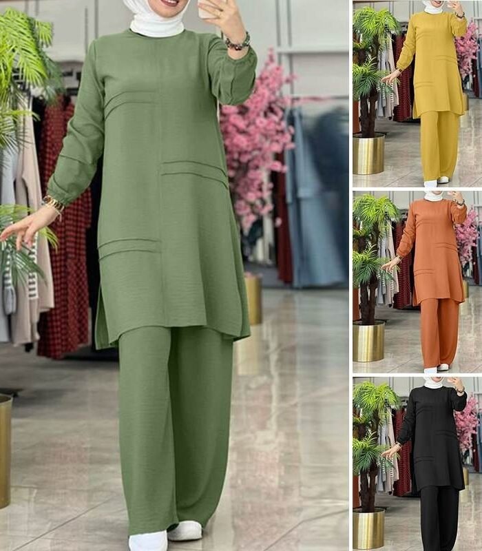 a collage of a woman wearing a hijab,trouser suits for woman