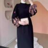 muslim women clothing,Temperament Printed Loose Long Muslim Gown Dress - Image 2