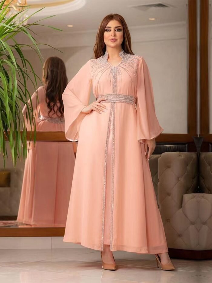 a woman in a pink dress, Stylish Abaya Style