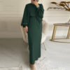 Solid Color Long Sleeve Casual Muslim Dress Robe  Dress,abaya usa - Image 6