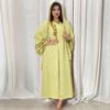 Chiffon Long Muslim Embroidered Crew Neck Dress With Headscarf,fashion abayas - Image 2
