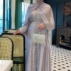 abaya fashion show,Muslim Clothing Streamer Yarn Three-piece Set Dress - Image 6