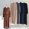 abaya women, Turkey Dubai Solid Color Two-piece Suit - Image 6