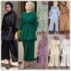 a collage of women wearing different colors, Wide leg pants dress