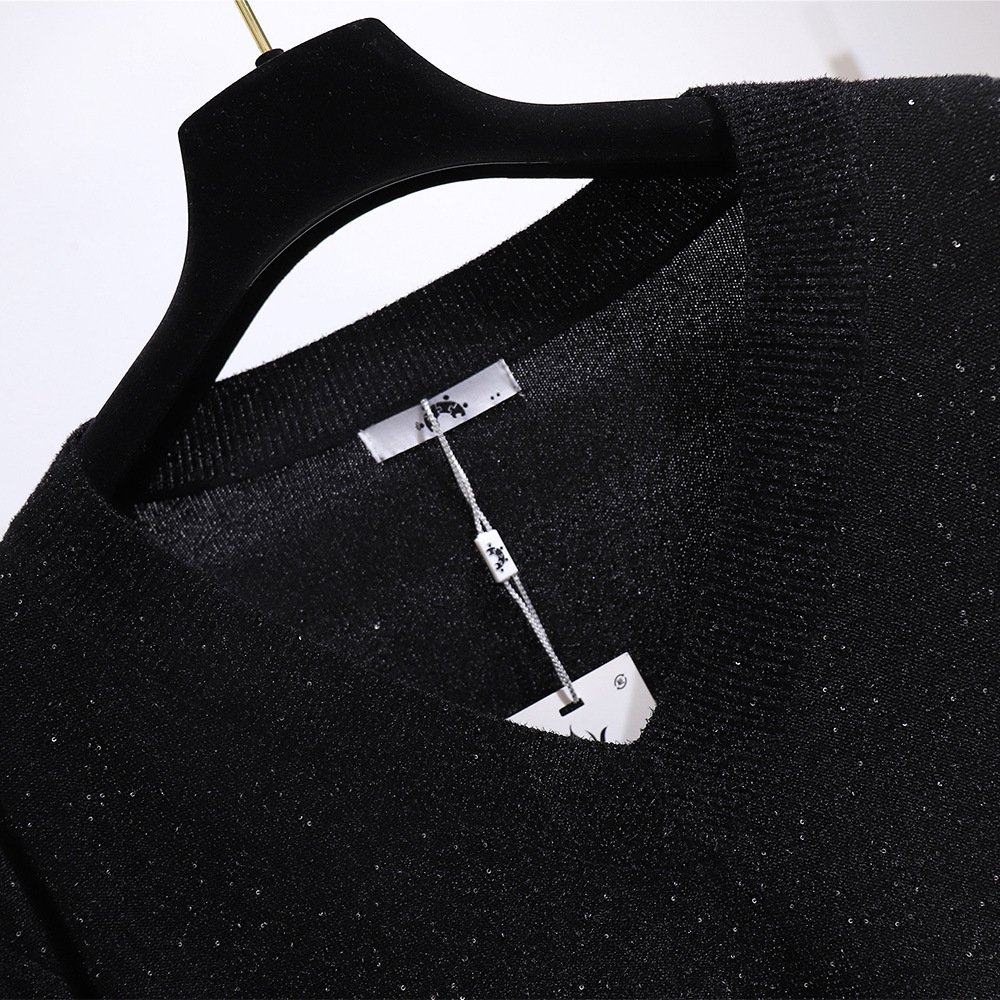 Fat Sister V-neck Sweater Korean Style Gold Velvet Skirt 7 Fat Sister V-neck Sweater Korean Style Gold Velvet Skirt - Image 7