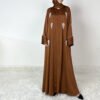abaya fashion islamic clothing, 9 a woman in a brown dress, abaya fashion islamic clothing